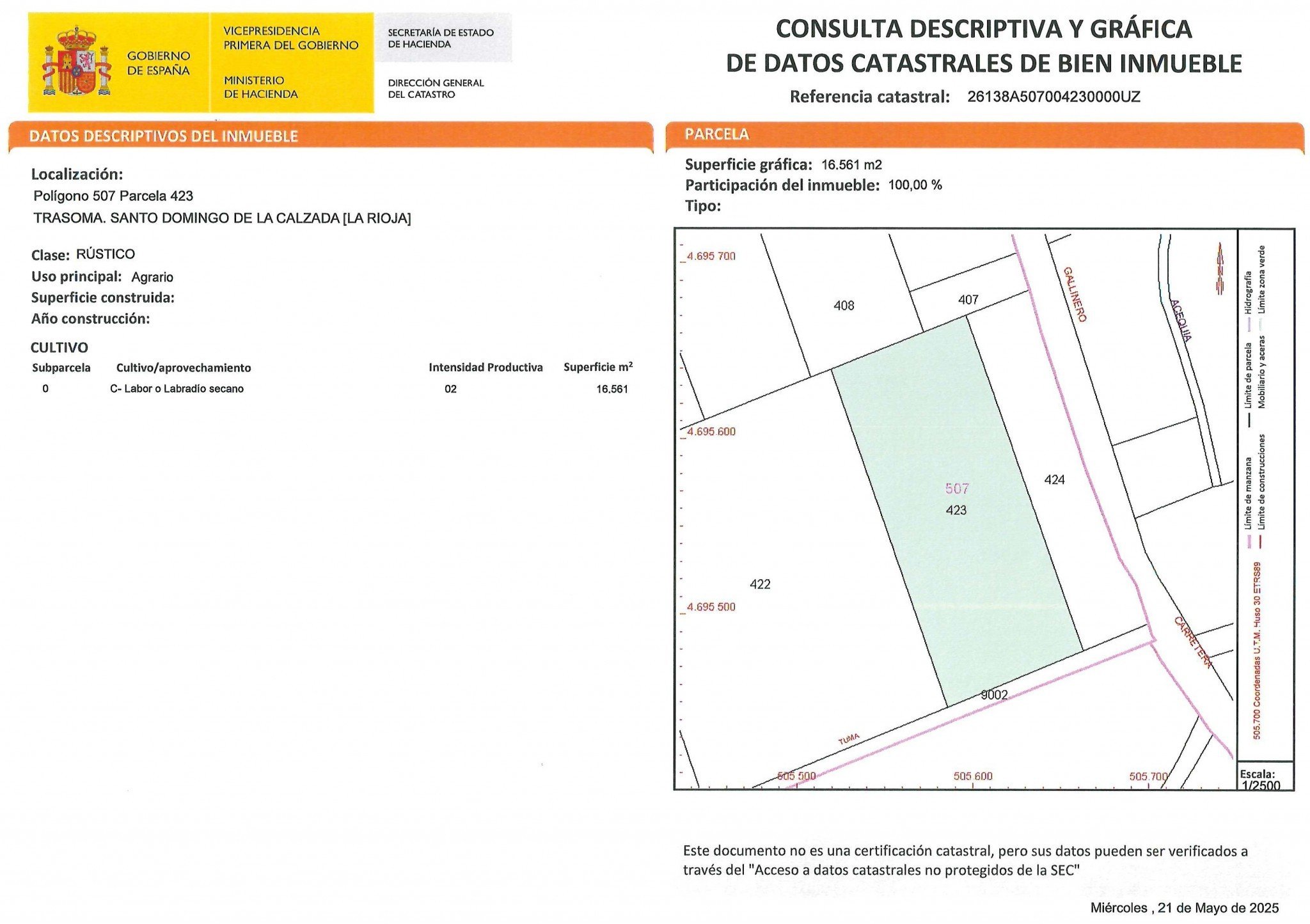Pol&iacute;gono Poligono 507 Parcela 423
